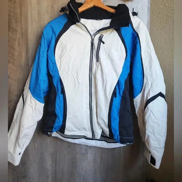 Obermeyer Size 4 Blue, White & Black Polyester Zip Up Hooded Snow Jacket - Picture 3 of 14